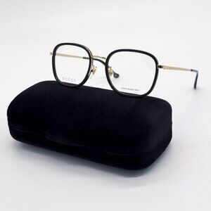NEW GG0955OA 001 GUCCI BLACK GOLD ROUND UNISEX EYEGLASSES GUCCI